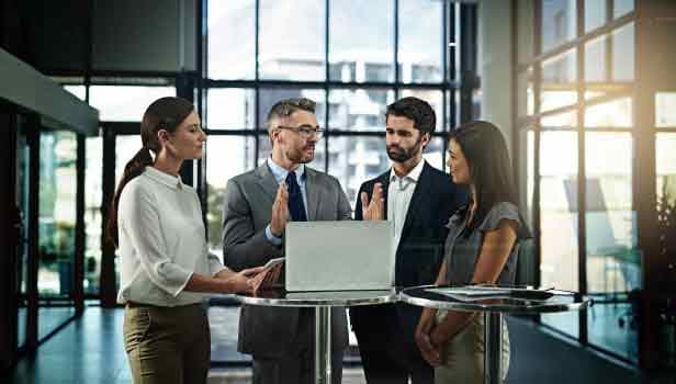 Team collaborating in an office